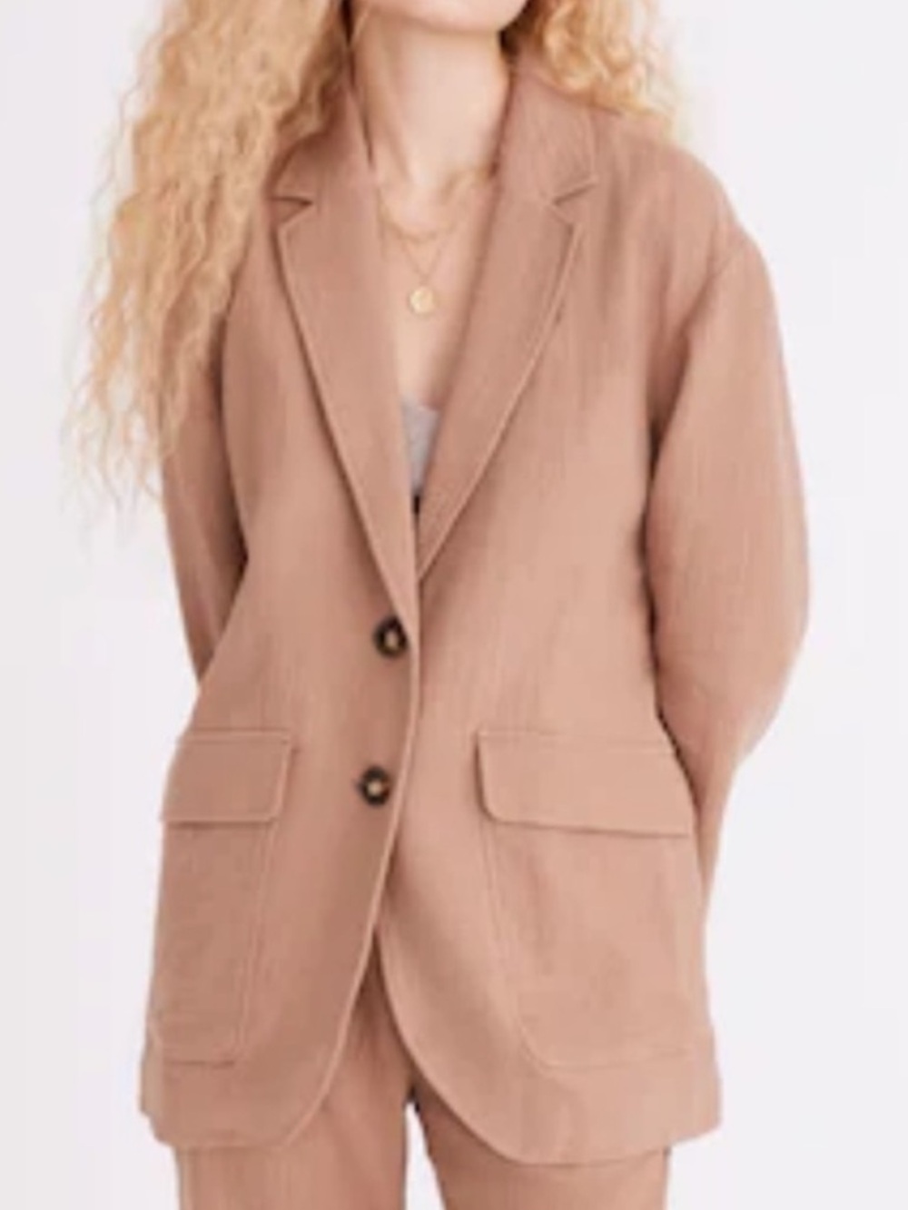 NWT Madewell Larsen  Cotton Linen Relaxed Blazer in Faded Earth Size L